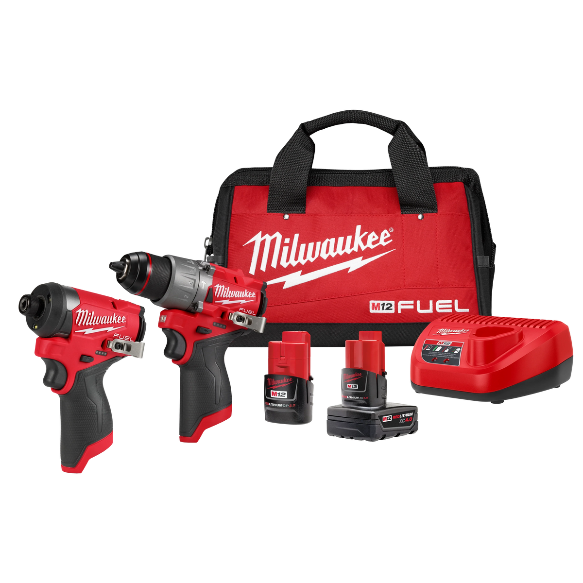 Milwaukee M12 FUEL 12-Volt Li-Ion Brushless Cordless Hammer Drill & Impact Driver Combo Kit (2-Tool) with LED Flood Light
