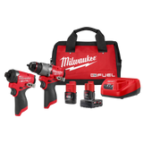 Milwaukee M12 FUEL 12-Volt Li-Ion Brushless Cordless Hammer Drill & Impact Driver Combo Kit (2-Tool) with LED Flood Light