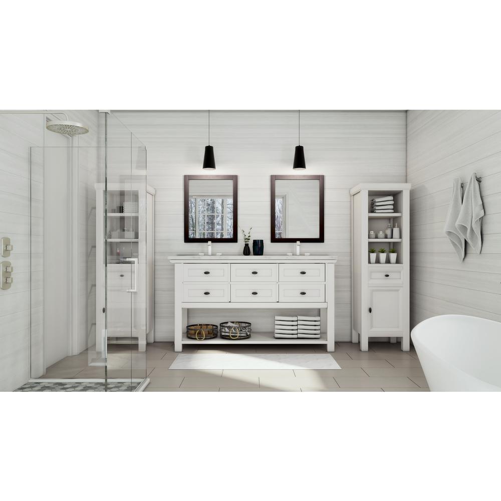 Austell 67 in. W Double Bath Vanity in White with Natural Marble Vanity Top in White - Super Arbor