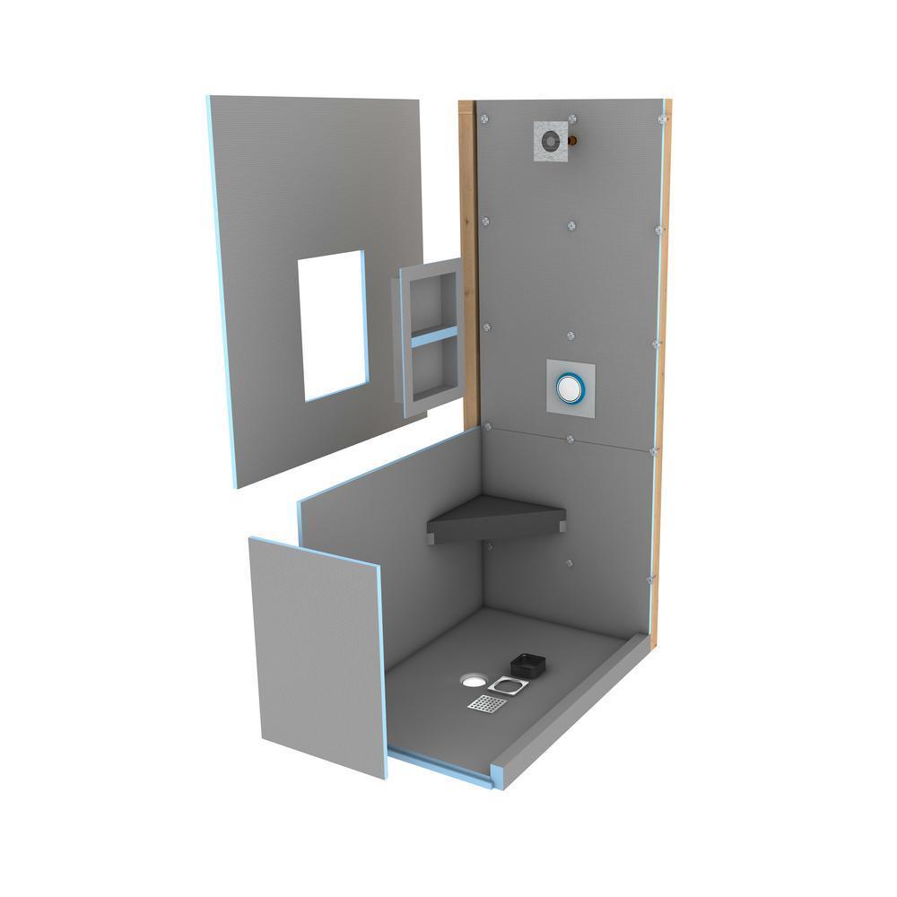 Fundo Primo 36 in. x 72 in. Shower Kit with Offset Drain - Super Arbor