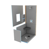 Fundo Primo 36 in. x 72 in. Shower Kit with Offset Drain - Super Arbor