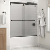 Everly 60 in. x 59-1/4 in. Mod Semi-Frameless Sliding Bathtub Door in Nickel and 1/4 in. (6mm) Mozaic Glass - Super Arbor