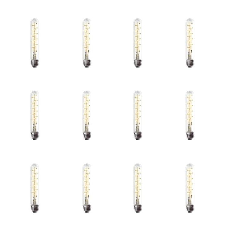 Feit Electric 40W Equivalent T10 Dimmable LED Clear Glass Vintage Edison Large Light Bulb w/ Spiral Filament Bright White (12-Pack)