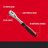 Craftsman Low Profile 3/8 in. Drive Bi-Material Ratchet, 72 Teeth