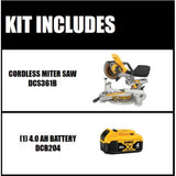 20-Volt Max Lithium-Ion Cordless Miter Saw (Tool-Only) with Bonus 20-Volt MAX XR Lithium-Ion Premium 4.0Ah Battery Pack - Super Arbor