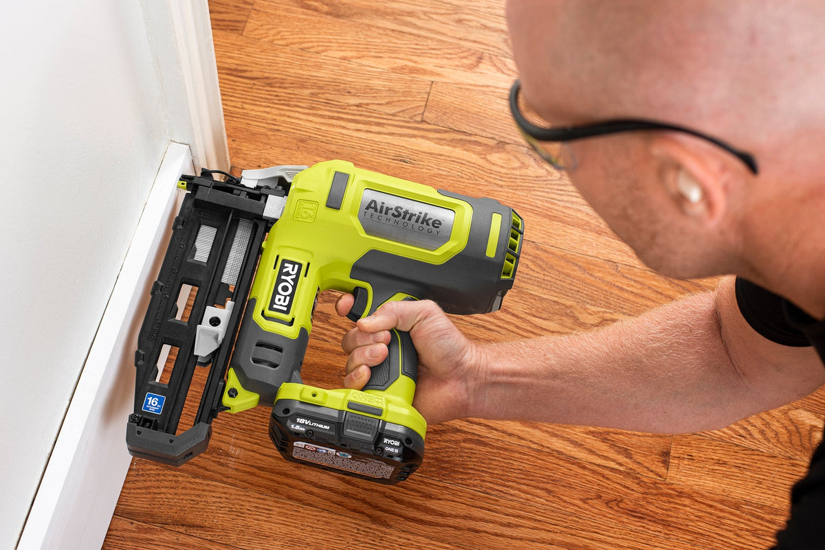 RYOBI 18V ONE+ AirStrike 16-Gauge Straight Finish Nailer Kit (2-1/2 in.) with 1.5Ah Battery and Charger, P326KN