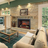 43 in. Classic Brick Background LED Touch Recessed Wall Electric Fireplace 400sq Ft in Black - Super Arbor