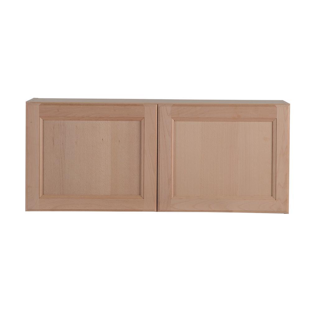 Easthaven Shaker Assembled 36x30x12 in. Frameless Wall Cabinet in Unfinished Beech - Super Arbor