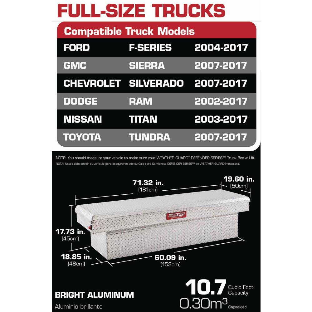 Weather Guard 71.38 in. Diamond Plate Aluminum Full Size Crossbed Truck Tool Box - Super Arbor