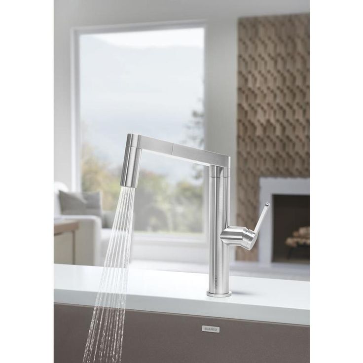 BLANCO Panera Stainless Steel 1-Handle Deck-Mount Pull-Out Handle Kitchen Faucet