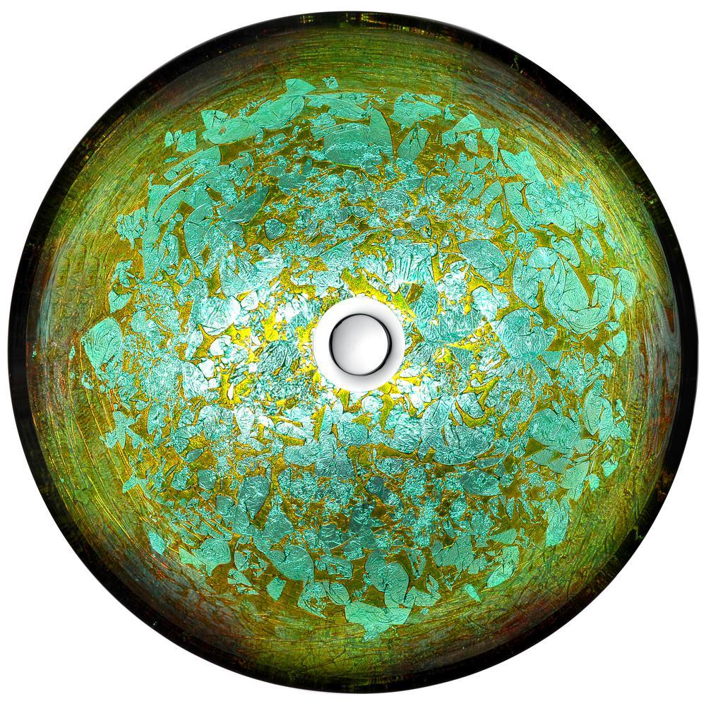 Tara Deco-Glass Vessel Sink in Glacial Blaze - Super Arbor