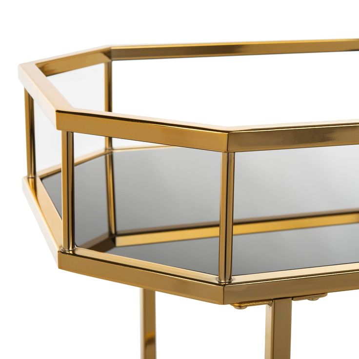 Safavieh Gold Metal Base with Glass Top Kitchen Cart (29.6-in x 16.5-in x 29.8-in)