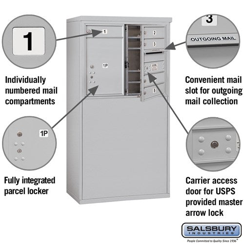 6 Door High Free-Standing 4C Horizontal Mailbox with USPS Access