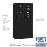 6-Door Free-Standing Mailbox with Parcel Locker in Black