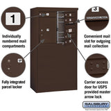 6 Door High Free-Standing 4C Horizontal Mailbox with Parcel Locker in Bronze