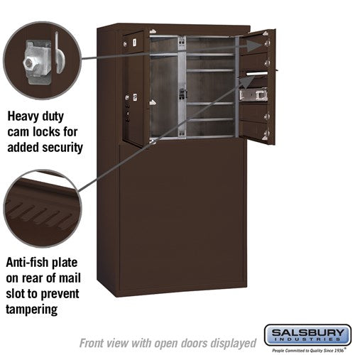 6 Door High Free-Standing 4C Horizontal Mailbox with Parcel Locker in Bronze