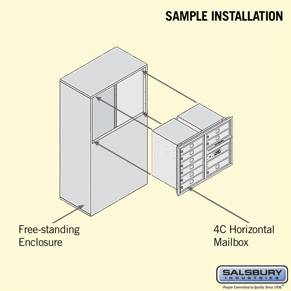 6 Door High Free-Standing 4C Horizontal Mailbox with 9 Doors in Aluminum with Private Access