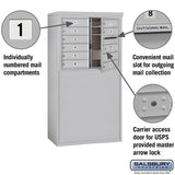 6 Door High Free-Standing 4C Horizontal Mailbox with 9 Doors in Aluminum with USPS Access