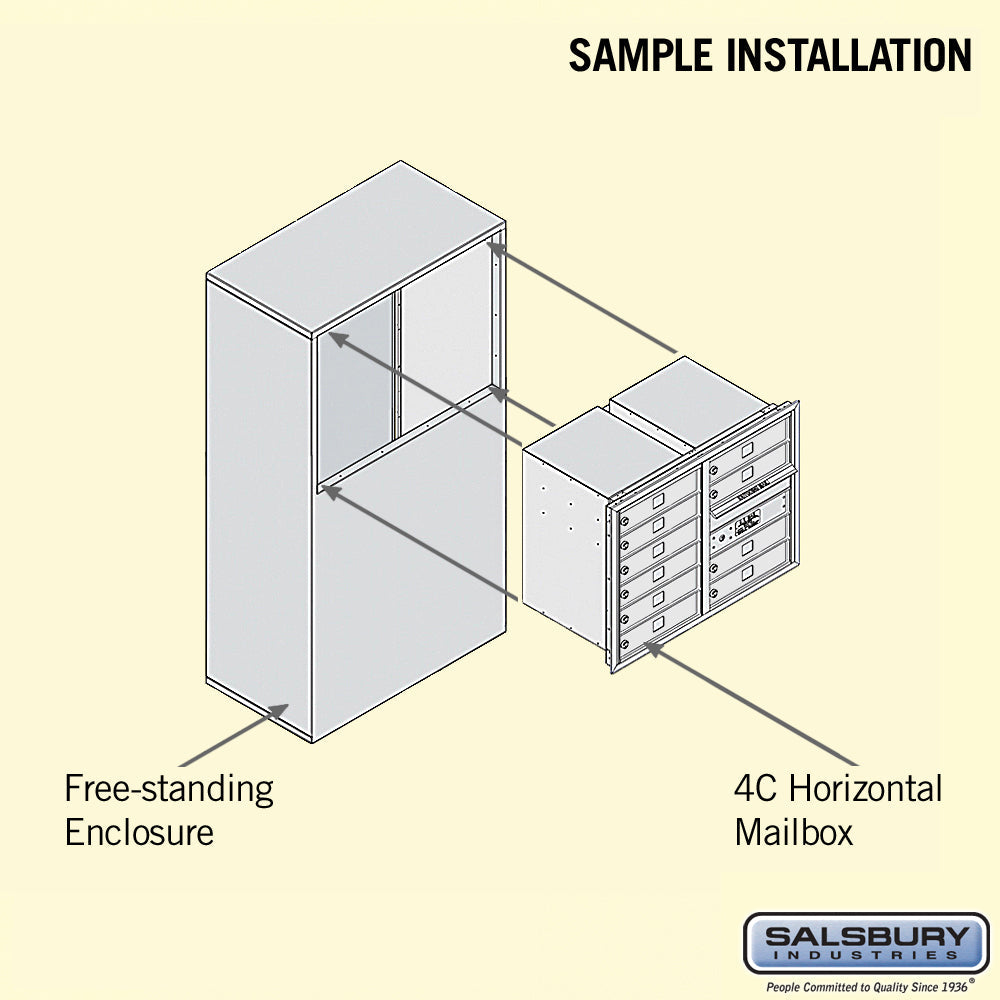 6 Door High Free-Standing 4C Horizontal Mailbox with 10 Doors in Aluminum with USPS Access