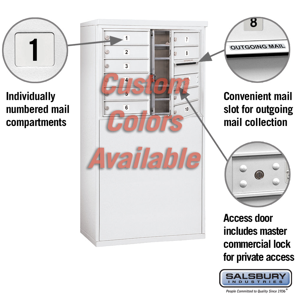 Free-Standing 4C Horizontal Mailbox Unit - 6 Door High, Double Column, Custom Color, Front Loading, Private Access