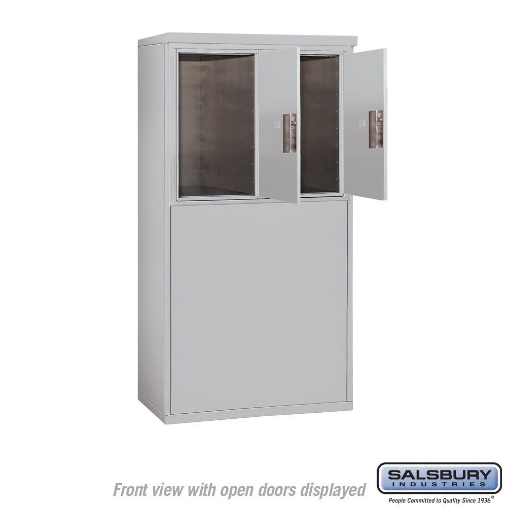 6 Door High Free-Standing Parcel Locker with 2 Parcel Lockers in Aluminum for Private Access