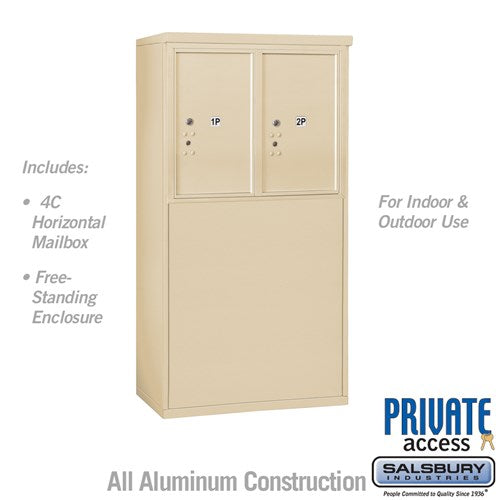 6 Door High Free-Standing 4C Horizontal Parcel Locker with 2 Parcel Lockers in Sandstone