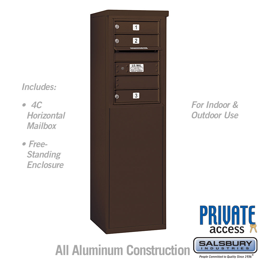 6 Door High Free-Standing Horizontal Mailbox with Private Access