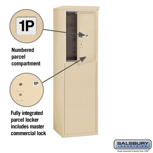 6 Door High Free-Standing 4C Horizontal Parcel Locker with 1 Parcel Locker in Sandstone