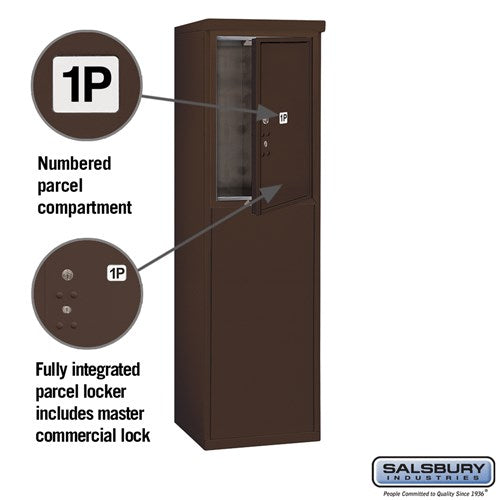 6 Door High Free-Standing Parcel Locker with Private Access in Bronze