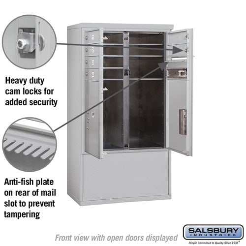 10 Door High Free-Standing Parcel Locker with 4 Parcel Lockers in Aluminum with USPS Access