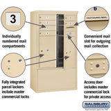 10 Door High Free-Standing 4C Horizontal Mailbox with Parcel Lockers in Sandstone