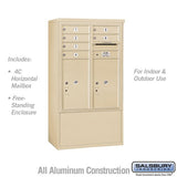 10 Door High Free-Standing 4C Horizontal Mailbox with Parcel Lockers in Sandstone
