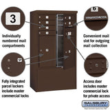 10 Door High Free-Standing 4C Horizontal Mailbox with Parcel Lockers in Bronze
