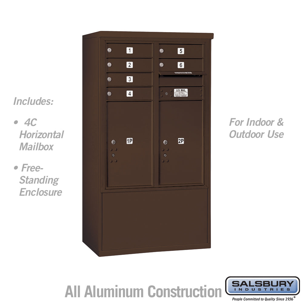 10-Door Free-Standing Mailbox with Parcel Locker in Bronze