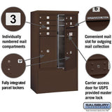 10 Door High Free-Standing 4C Horizontal Mailbox with Parcel Lockers in Bronze