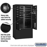 10-Door Free-Standing Mailbox with Parcel Lockers in Black