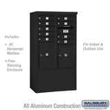 10-Door Free-Standing Mailbox with Parcel Lockers in Black