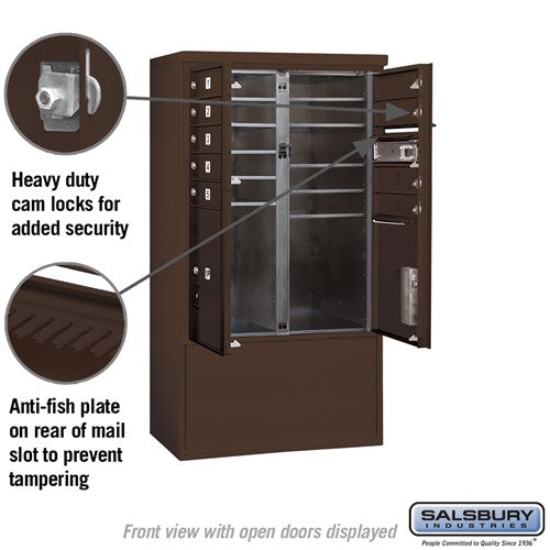 10 Door High Free-Standing 4C Horizontal Parcel Locker with 4 Parcel Lockers in Bronze with USPS Access