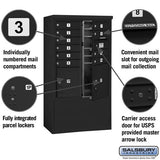 10 Door High Free-Standing 4C Horizontal Mailbox with Parcel Locker in Black