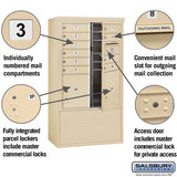 10 Door High Free-Standing 4C Horizontal Mailbox with Parcel Lockers in Sandstone