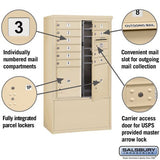 10 Door High Free-Standing 4C Horizontal Mailbox with Parcel Lockers in Sandstone