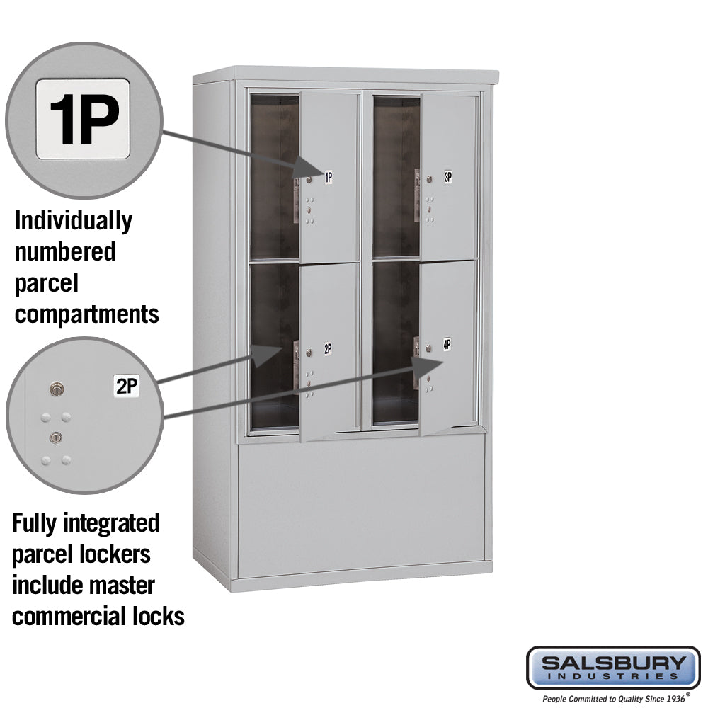 10 Door High Free-Standing Parcel Locker with 4 Parcel Lockers in Aluminum for Private Access