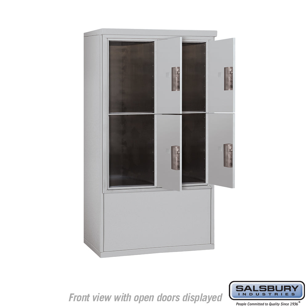10 Door High Free-Standing Parcel Locker with 4 Parcel Lockers in Aluminum for Private Access