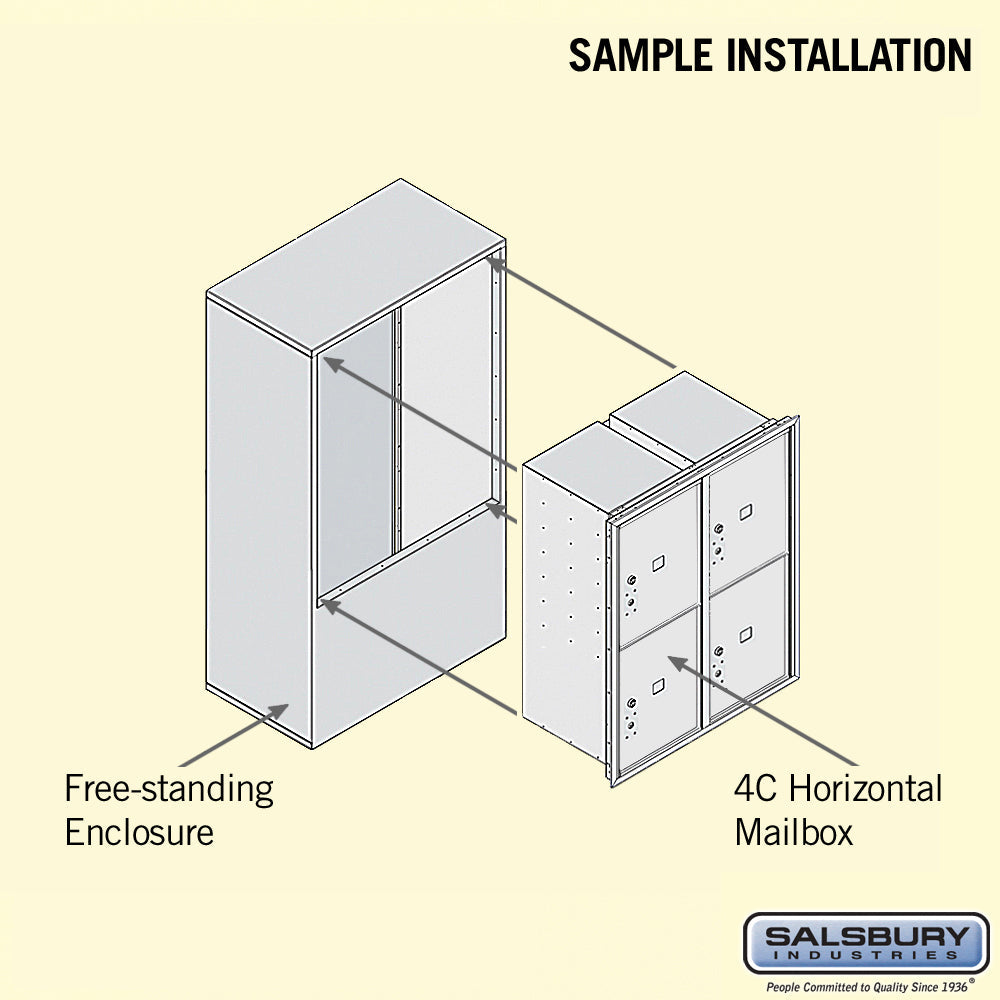 10 Door High Free-Standing Parcel Locker with 4 Parcel Lockers in Aluminum for Private Access