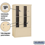 10 Door High Free-Standing 4C Horizontal Parcel Locker with 4 Parcel Lockers in Sandstone with USPS Access