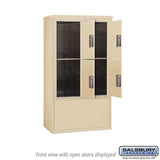 10 Door High Free-Standing 4C Horizontal Parcel Locker with 4 Parcel Lockers in Sandstone with USPS Access