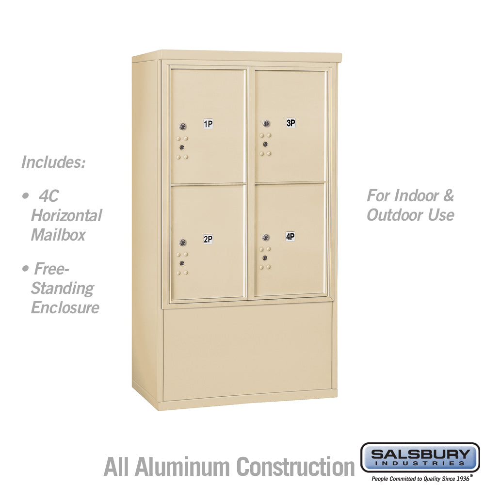 10 Door High Free-Standing 4C Horizontal Parcel Locker with 4 Parcel Lockers in Sandstone with USPS Access