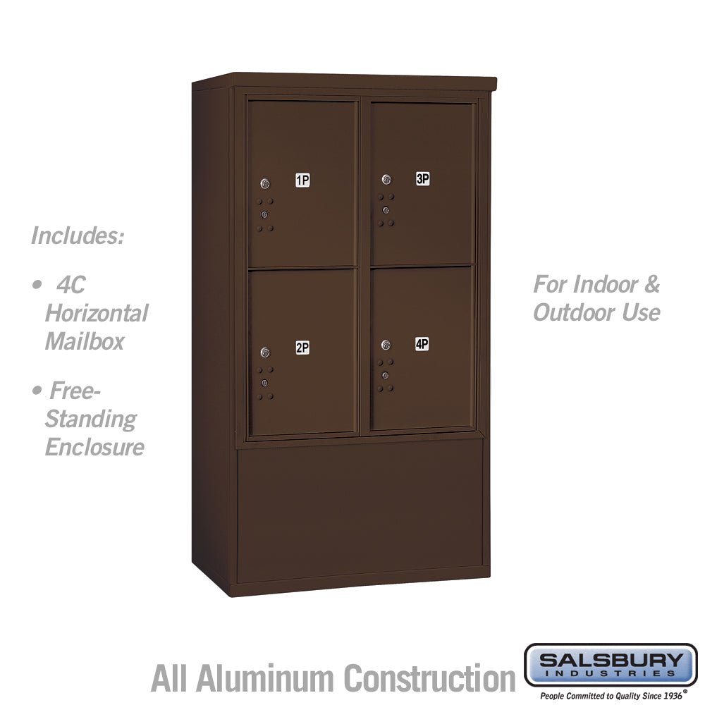 10 Door High Free-Standing 4C Horizontal Parcel Locker with 4 Parcel Lockers in Bronze with USPS Access