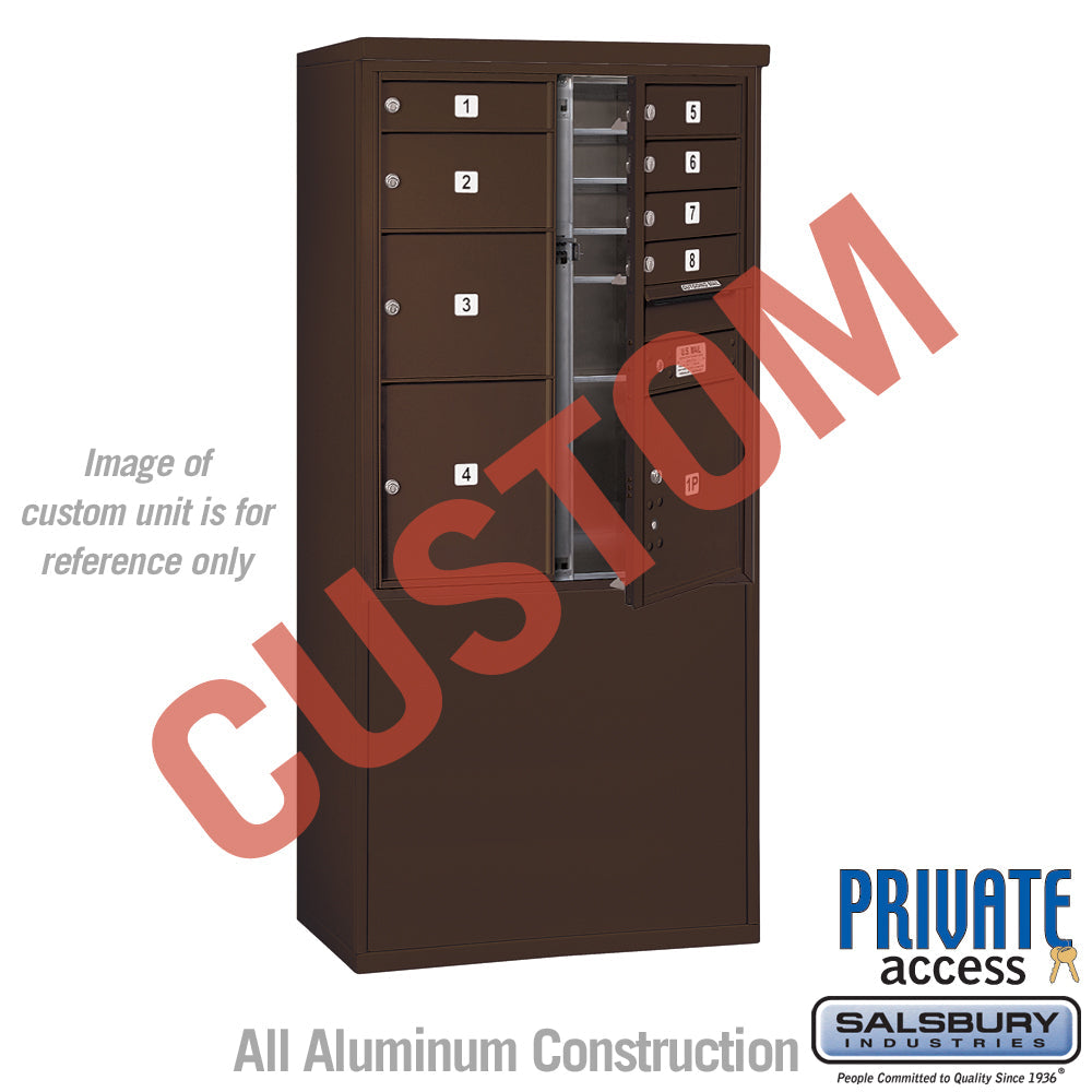 Free-Standing 4C Horizontal Mailbox Unit - 10 Door High - Double Column - Bronze - Front Loading - Private Access