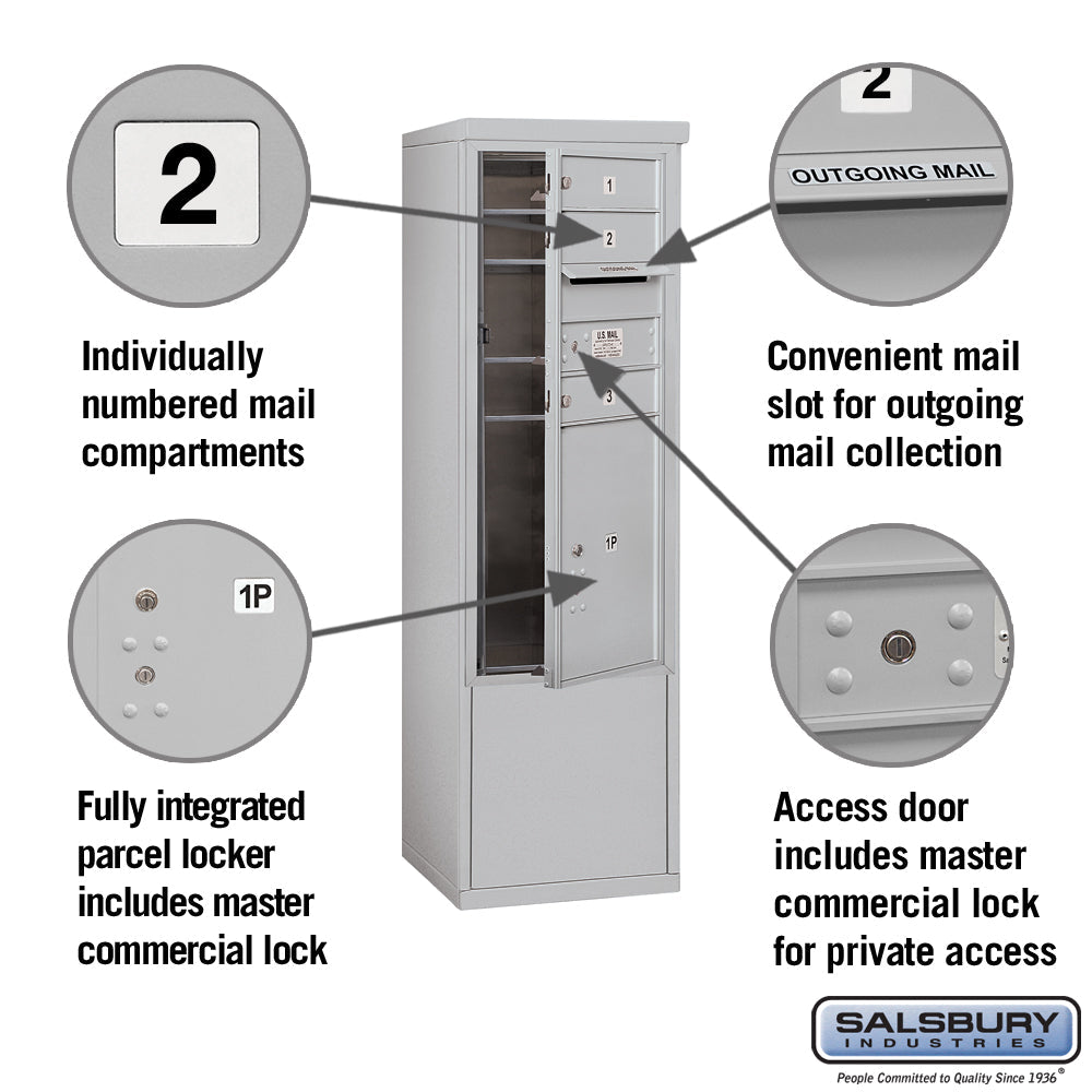10 Door High Free-Standing 4C Horizontal Mailbox with Parcel Locker in Aluminum